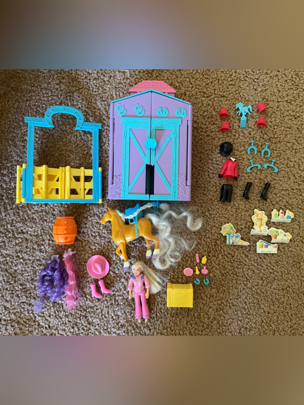 Vintage Polly Pocket - Ride-in-Style Stable - COMPLETE SET!